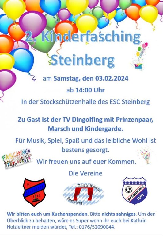 Plakat Kinderfasching Steinberg 2024