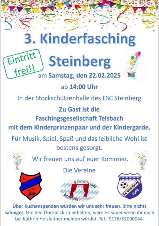 Plakat Kinderfasching Steinberg 2025